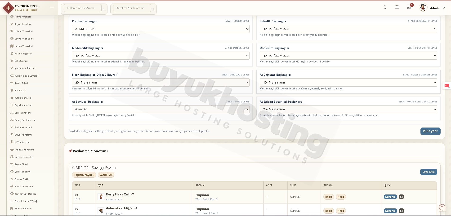 Başlangıç Ayarları ekran görüntüsü 1/9