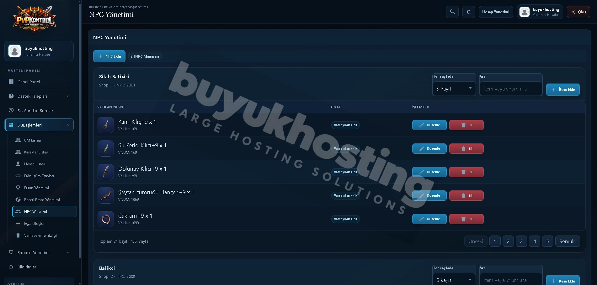 Kontrol Paneli NPC Yönetimi görseli 1