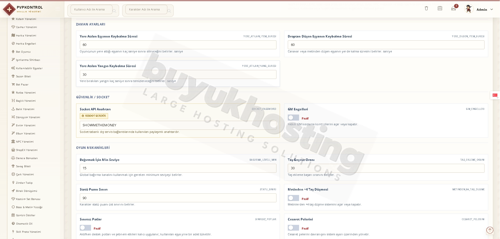 Oyun Ayarları Sayfası (2/4) Oyun Ayarları Sayfası ekran görüntüsü 2/4