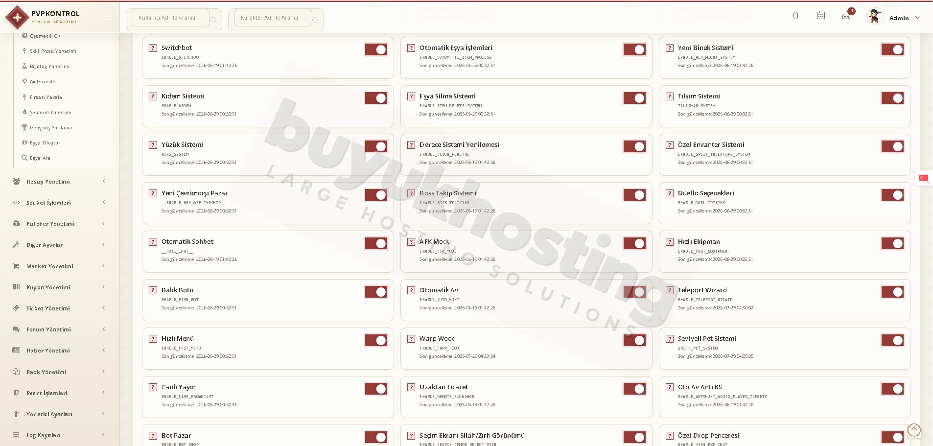 Sistem Yönetimi (3/4) Sistem Yönetimi ekran görüntüsü 3/4