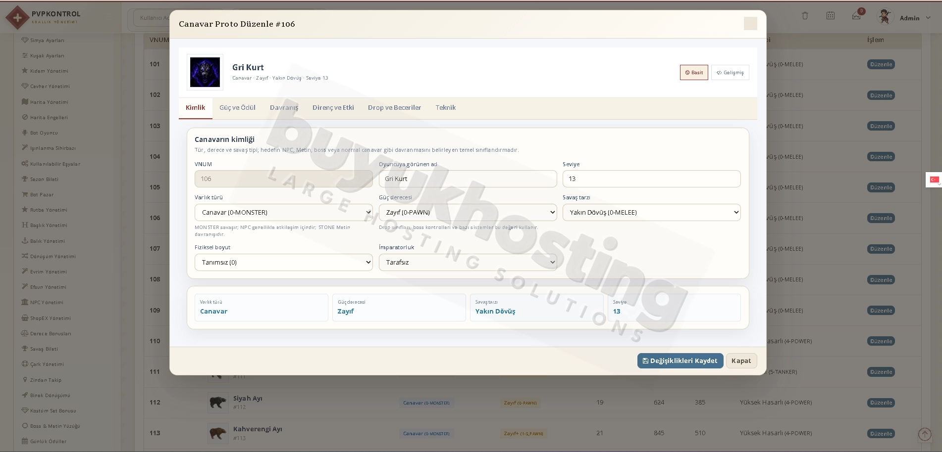 Mob Proto Yönetimi (2/8) Mob Proto Yönetimi ekran görüntüsü 2/8