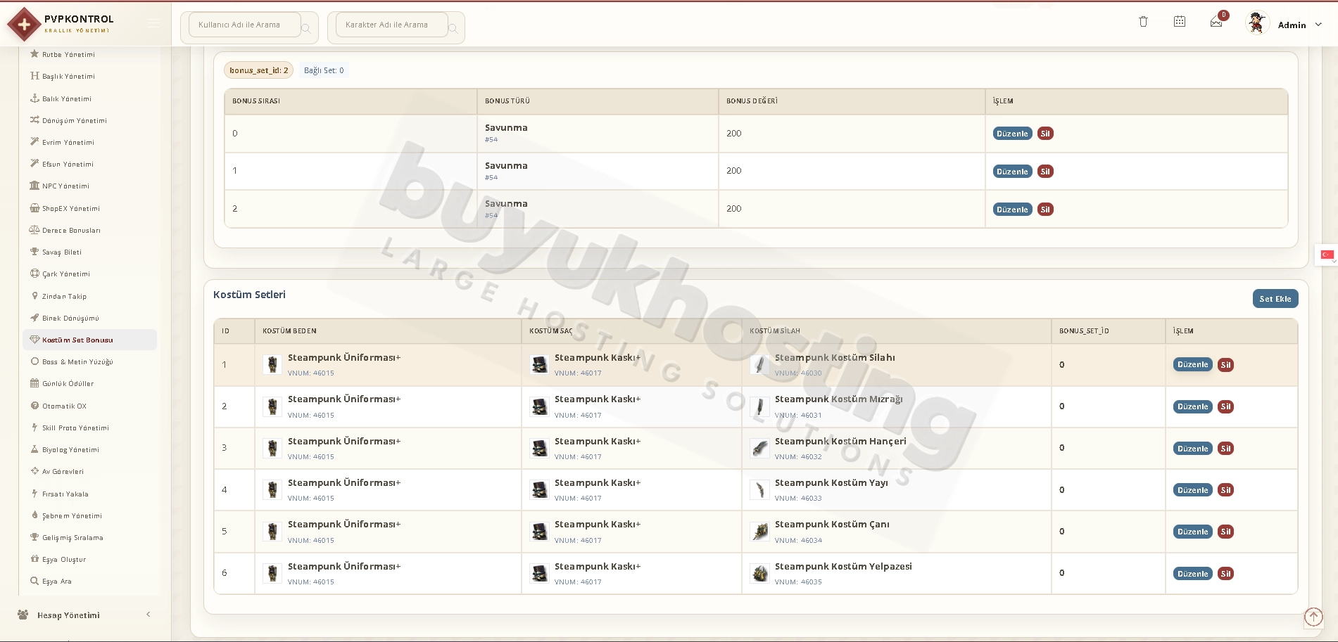 Kostüm Set Bonusu Yönetimi (2/5) Kostüm Set Bonusu Yönetimi ekran görüntüsü 2/5