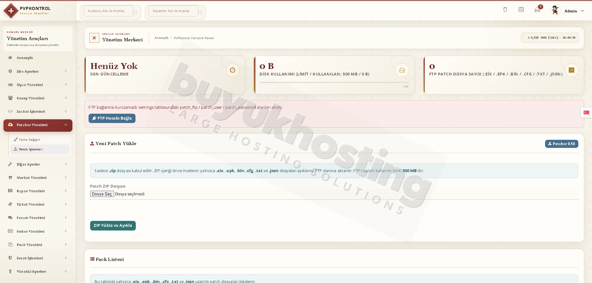 Patcher Yönetimi Sayfalarımız (2/4) Patcher Yönetimi Sayfalarımız ekran görüntüsü 2/4