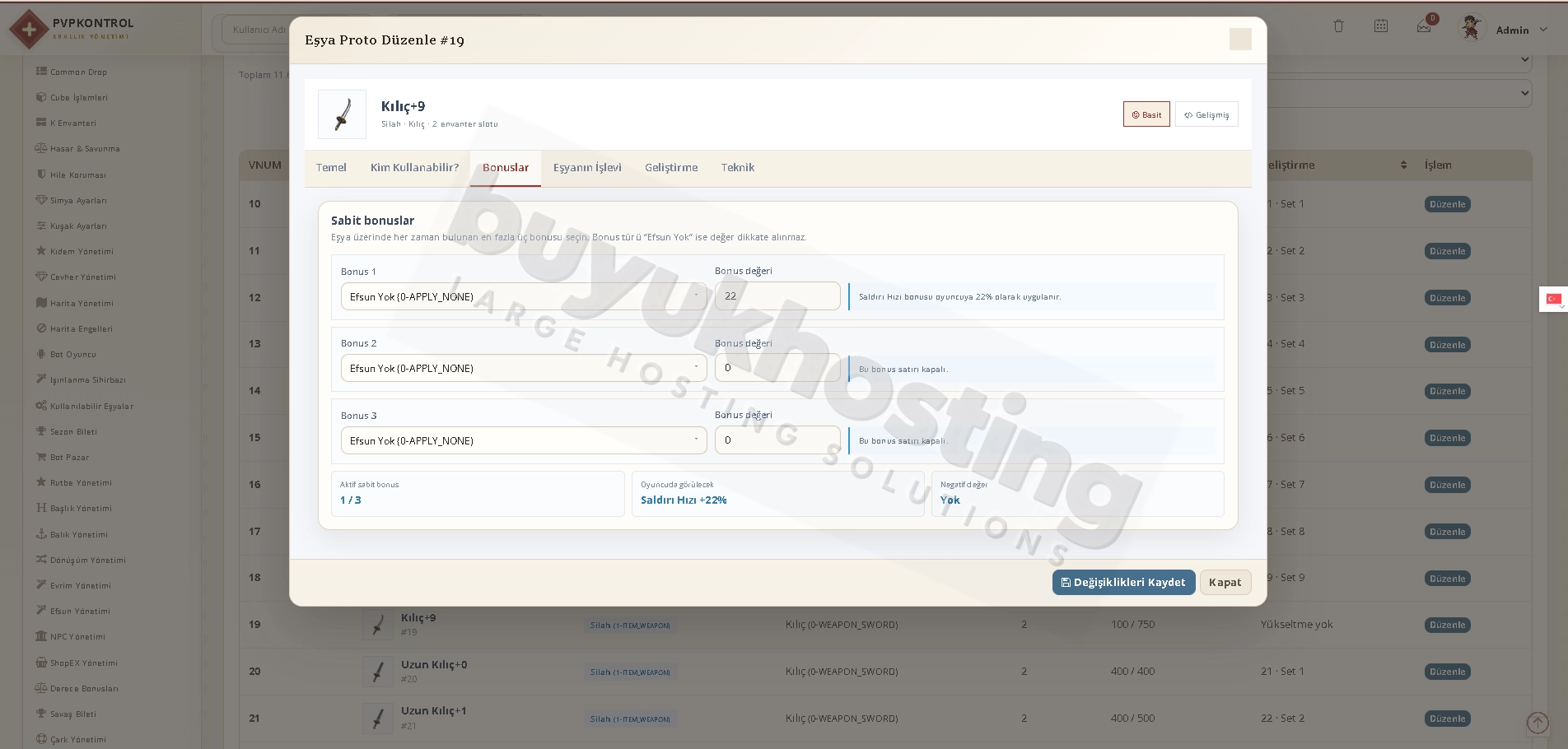 İtem Proto Yönetimi (3/7) İtem Proto Yönetimi ekran görüntüsü 3/7
