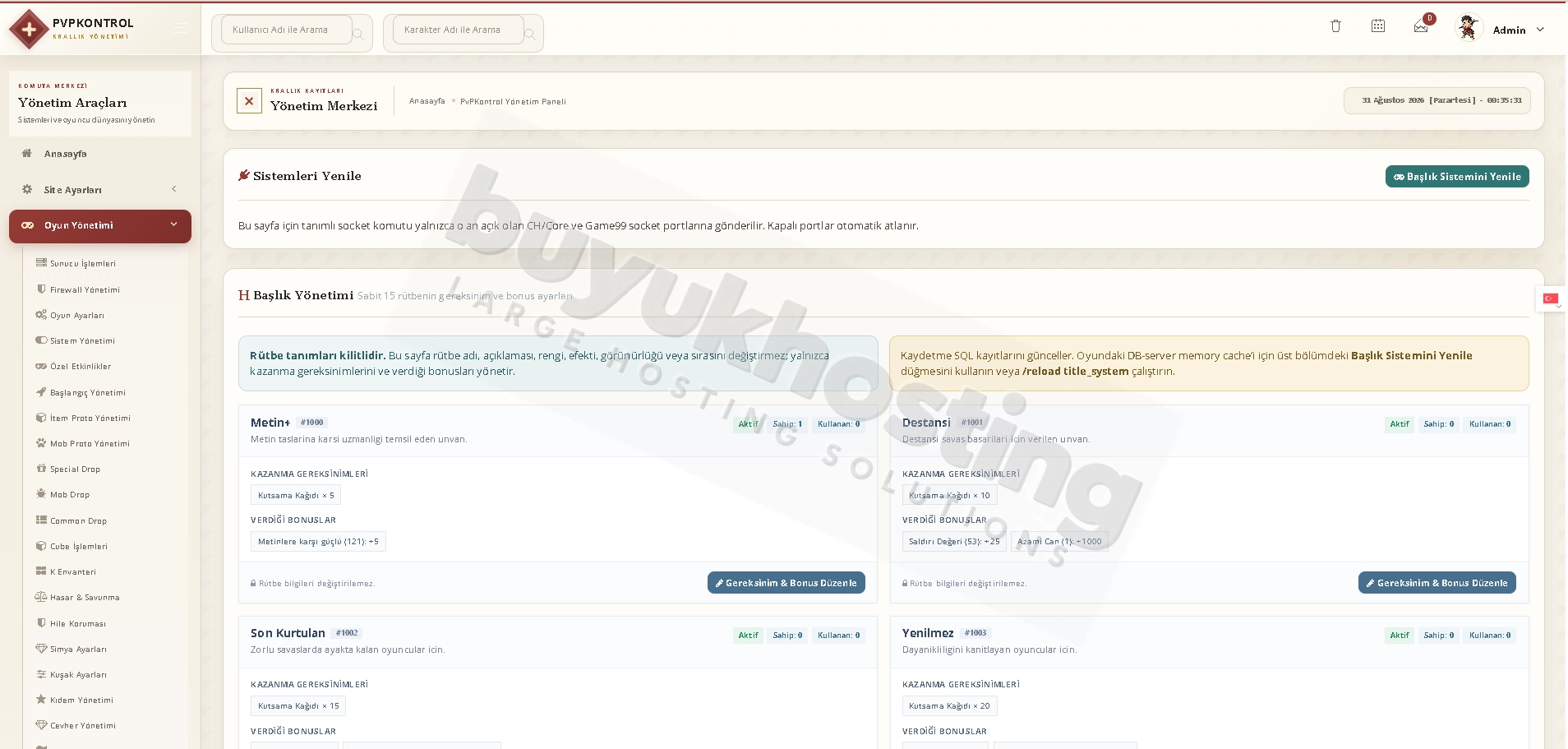 Başlık Yönetimi (3/5) Başlık Yönetimi ekran görüntüsü 3/5