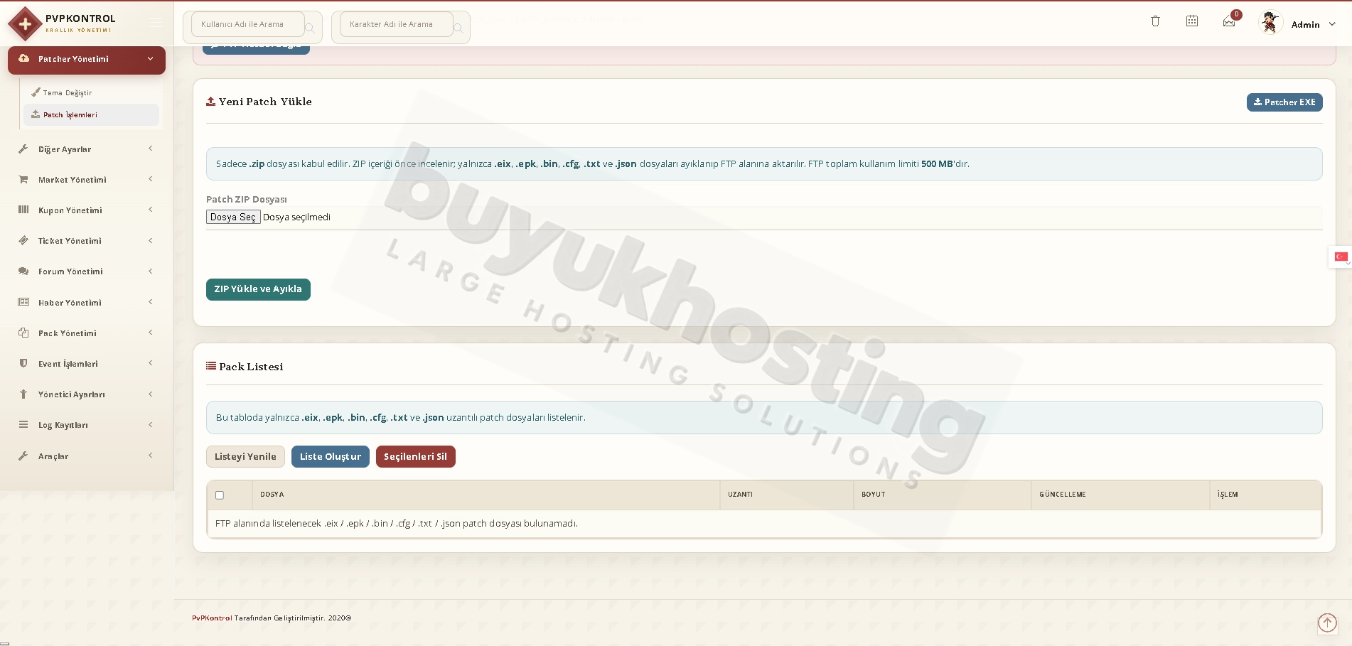 Patcher Yönetimi Sayfalarımız (3/4) Patcher Yönetimi Sayfalarımız ekran görüntüsü 3/4