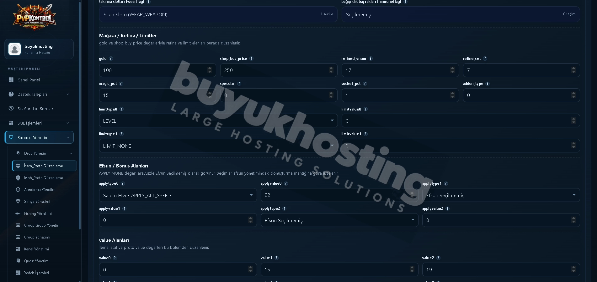 Kontrol Paneli İtem Proto TXT Düzenleme görseli 3