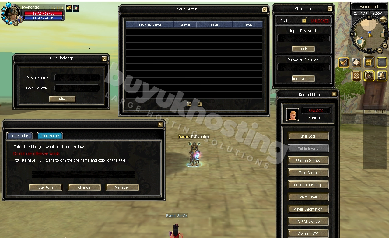 Karakter Kilit / Boss Takip / Pvp Düello… Karakter Kilit / Boss Takip / Pvp Düello Sistemi /…