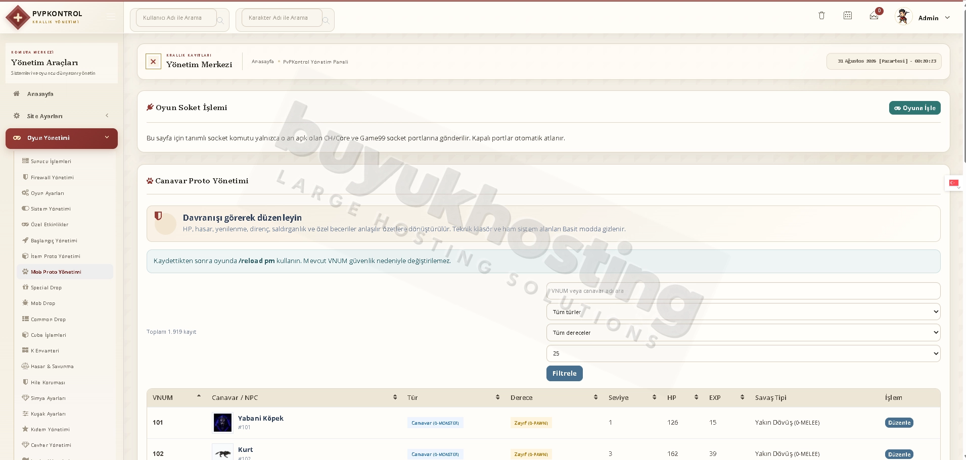 Mob Proto Yönetimi (7/8) Mob Proto Yönetimi ekran görüntüsü 7/8